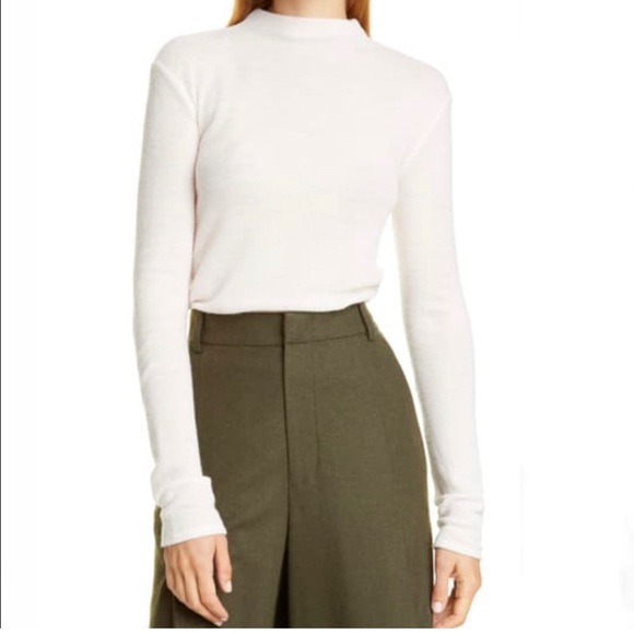 VINCE Funnel Neck Fitted‎ Wool Blend Sweater in Cream White Size S - Picture 1 of 9